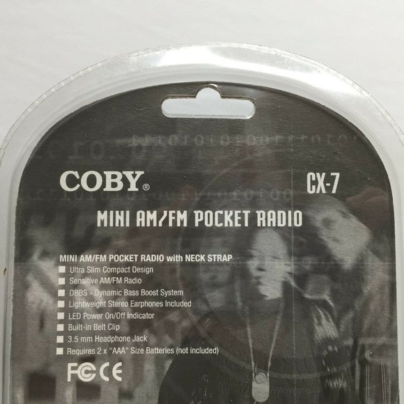 Coby Dynamic Bass Boost System Black CX-7 AM/FM Radio Mini Pocket Radio Earbuds - Picture 5 of 5
